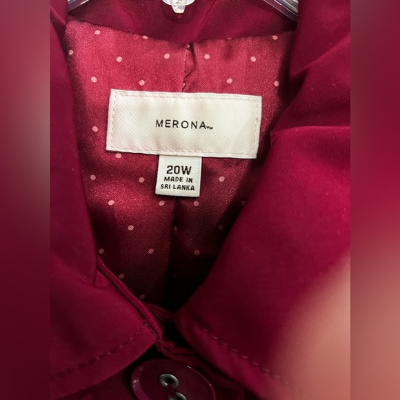 Merona, Single Breasted Water Repellent-Wine/Burgundy-Trench Rain Coat. - Picture 13 of 15